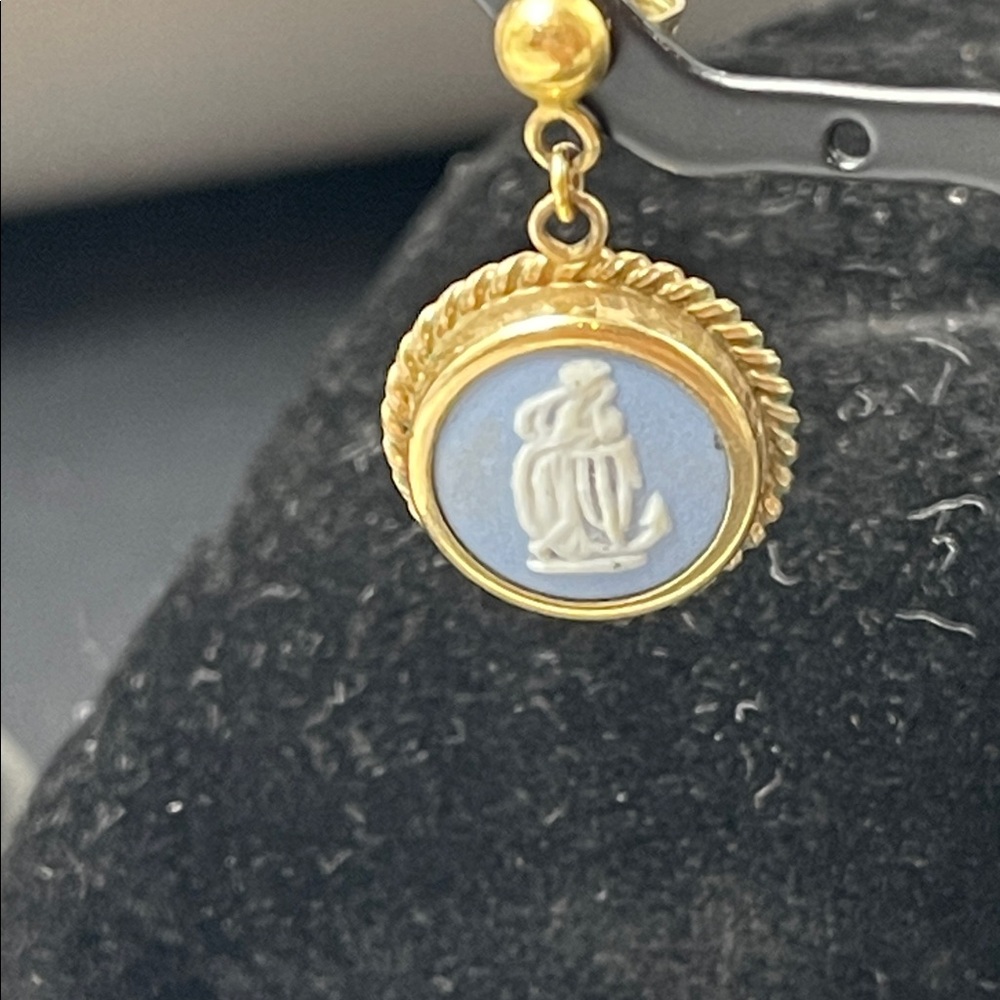 2.4.26-17 Wedgwood Gold-filled Blue Cameo Earrings